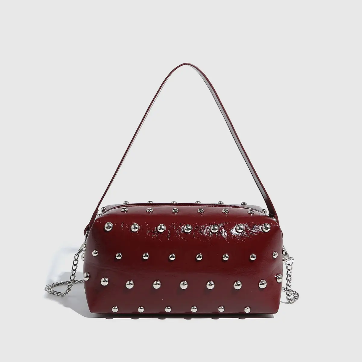 Luxury Rivet Shoulder Bag Fashion Chains Crossbody Bags for Women 2025 Soft PU Leather Pillow Women's Bag Punk Studded Clutch