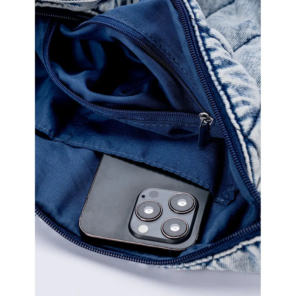 Denim Quilting Women Shoulder Bag Casual Half Moon Crossbody Bags for Women Canvas Padded Cloud Crescent Bag NEW Tote Purses