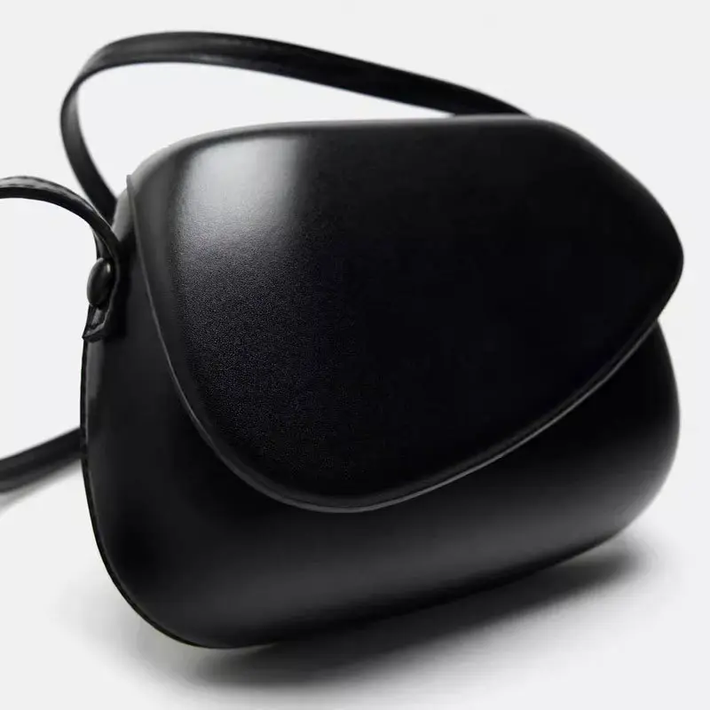 Casual Black Crossbody Bags for Women Mini PU Leather Purses and Handbags Cute Designer Shoulder Bag Small Phone Cover Flap 2024