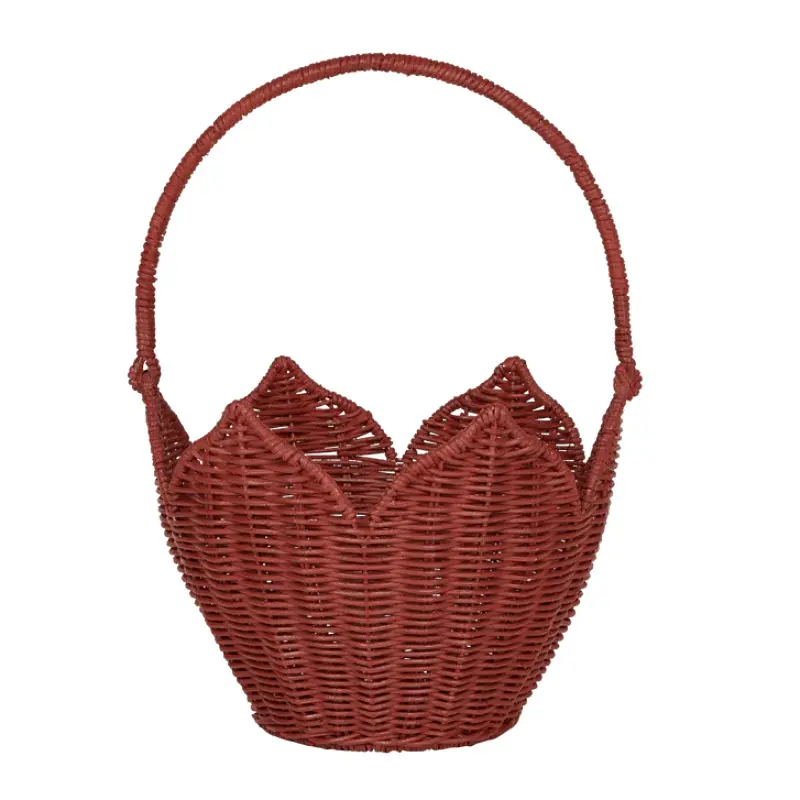 Handmade Rattan Picking Basket Bag Bohemian Woven Flower Straw Bags for Women Handbags Travel Beach Bag Outdoor Storage Basket