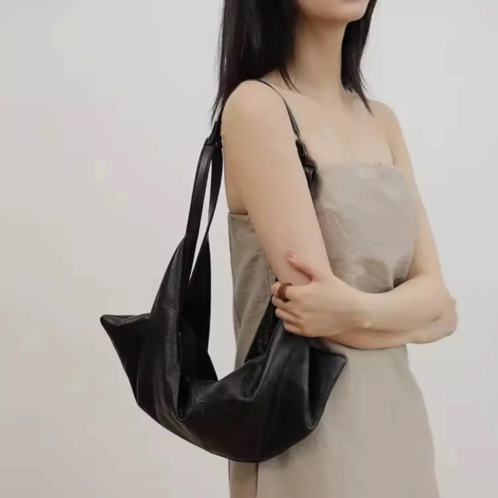 Luxury Soft Women Shoulder Bag PU Leather Designer Handbag and Purses Half Moon Croissant Bags for Women 2025 New Shopper Clutch