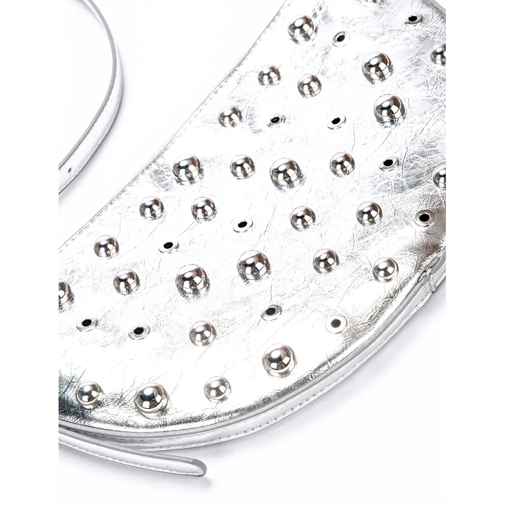 Half Moon Rivet Shoulder Bag Luxury Designer Crescent Bags Metal Handbags PU Leather Crossbody Bags for Women 2025 NEW Purses