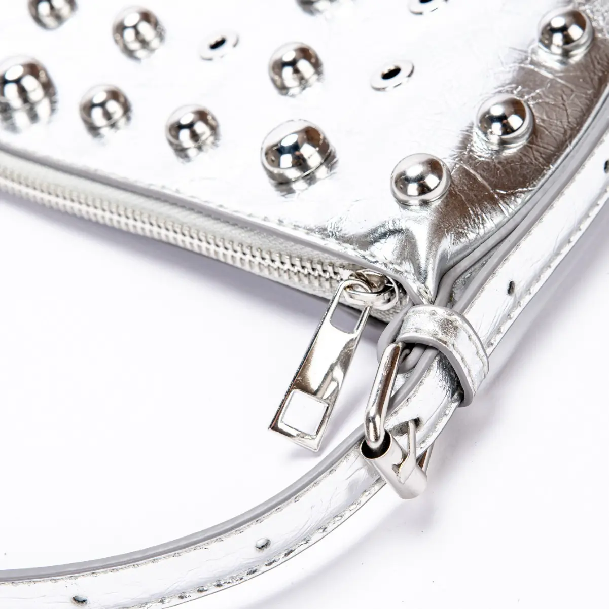 Half Moon Rivet Shoulder Bag Luxury Designer Crescent Bags Metal Handbags PU Leather Crossbody Bags for Women 2025 NEW Purses