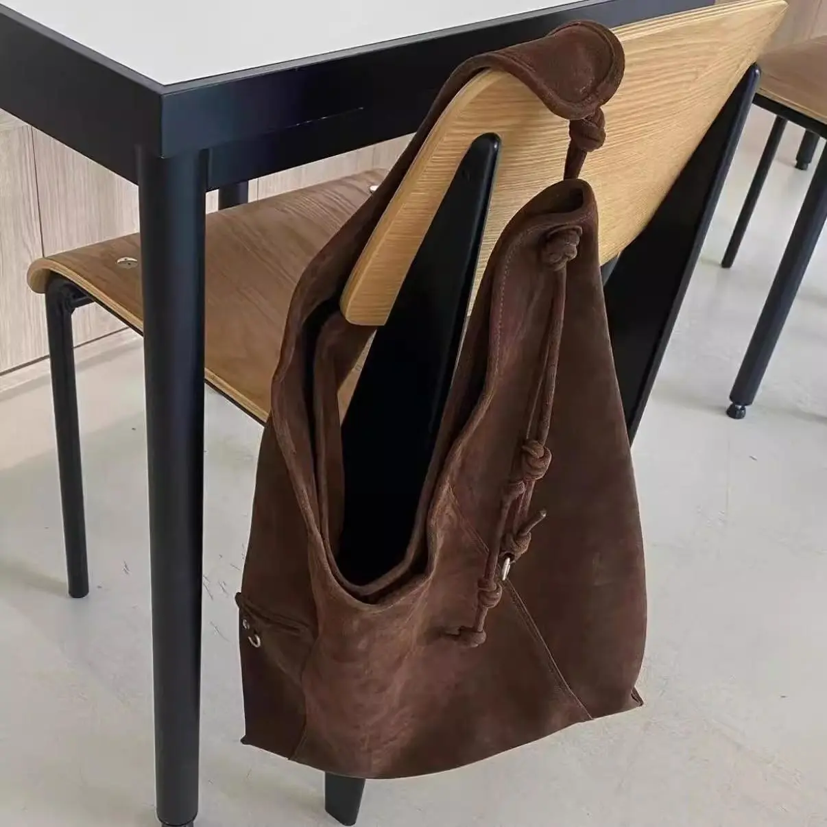 Vintage Suede Designer Tote Bag Autumn Half Moon Hobos Women Shoulder Bag High Quality Frosted Handbag Fashion Shopper Purses