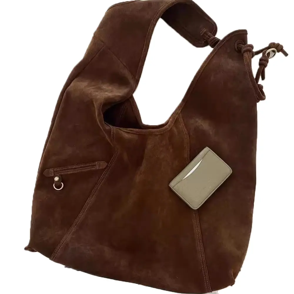 Vintage Suede Designer Tote Bag Autumn Half Moon Hobos Women Shoulder Bag High Quality Frosted Handbag Fashion Shopper Purses