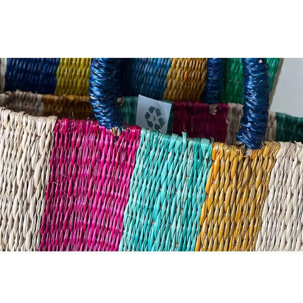 Colorful Striped Straw Bag Tote Handmade Woven Beach Bags for Women Handbags Travel Rattan Bags Shopper Shoulder Bag Purses NEW