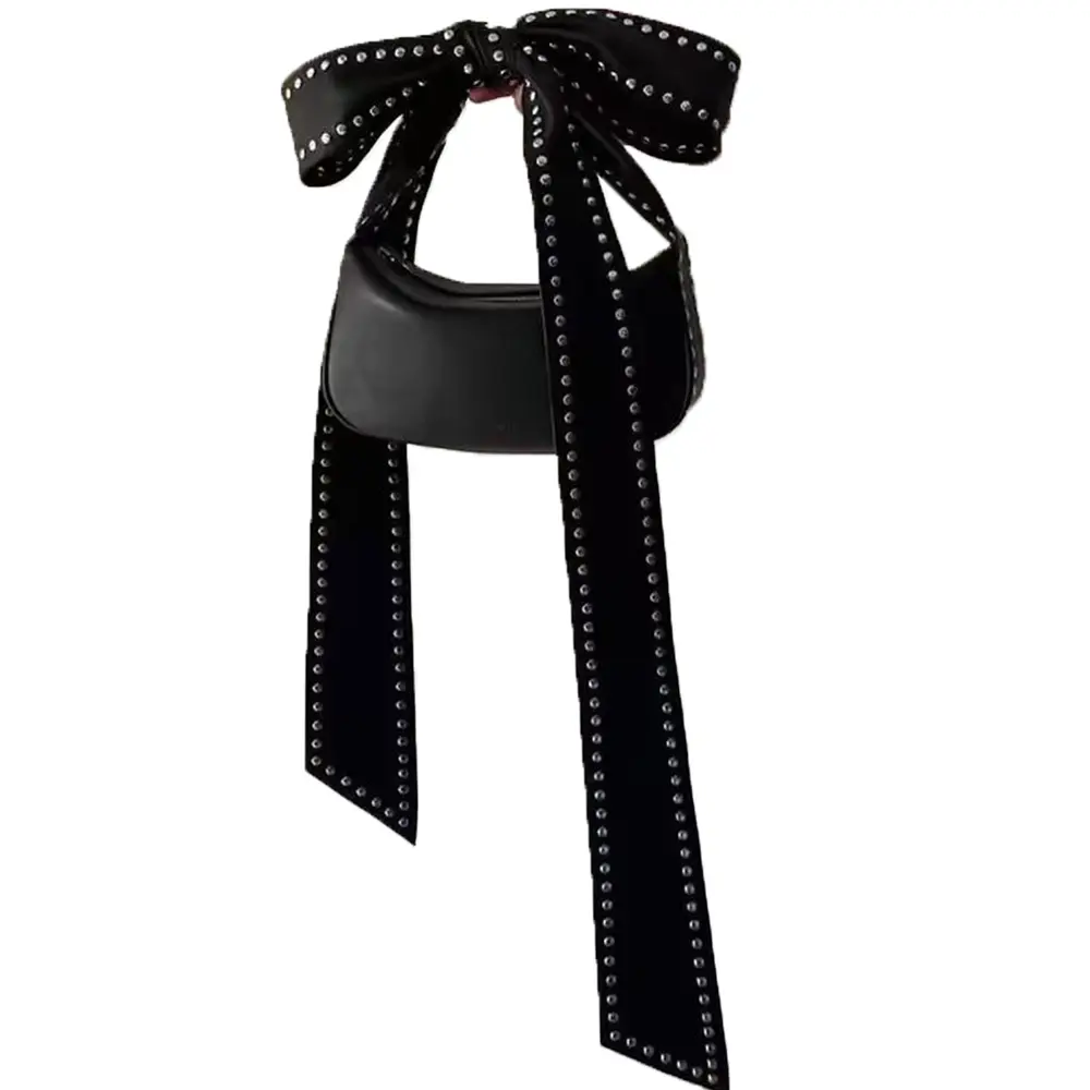 Luxury Rivet Bow Women Shoulder Bag Bowknot Handle Handbags Black Box Purses Female Clutch Designer Bags for Women 2025 New Tote