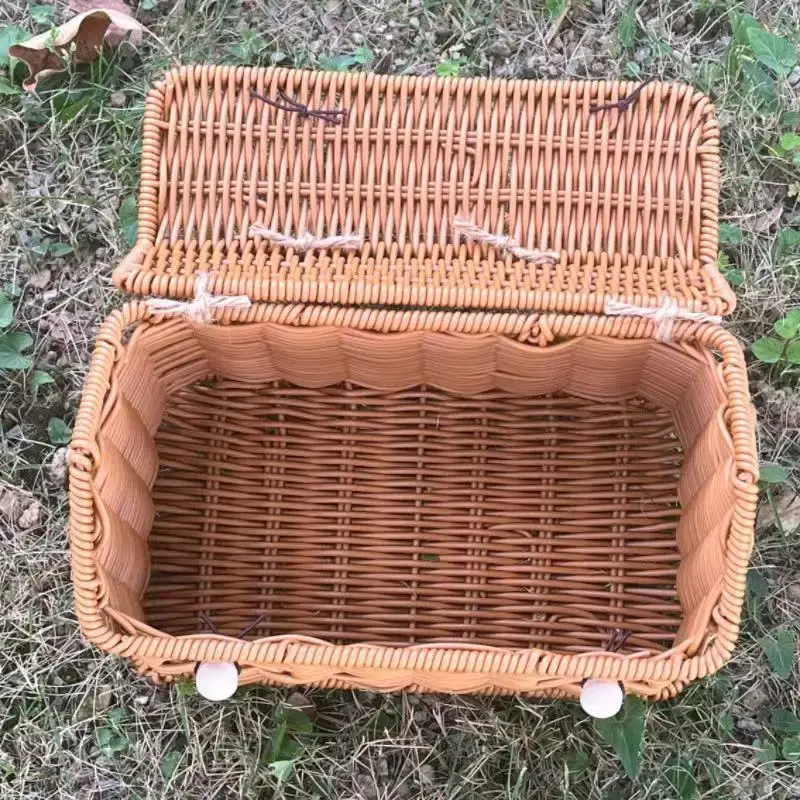 Funny House Box Handbag PP Material Picnic Storage Basket Bags for Women Designer Faux Rattan Beach Bag Square Purses Clutch New