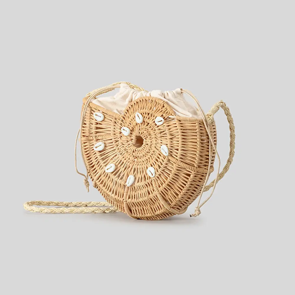 Creative Conch Rattan Bag Summer Wicker Woven Beach Bags for Women Shoulder Bag Funny Shell Straw Handbags and Purses Clutch NEW