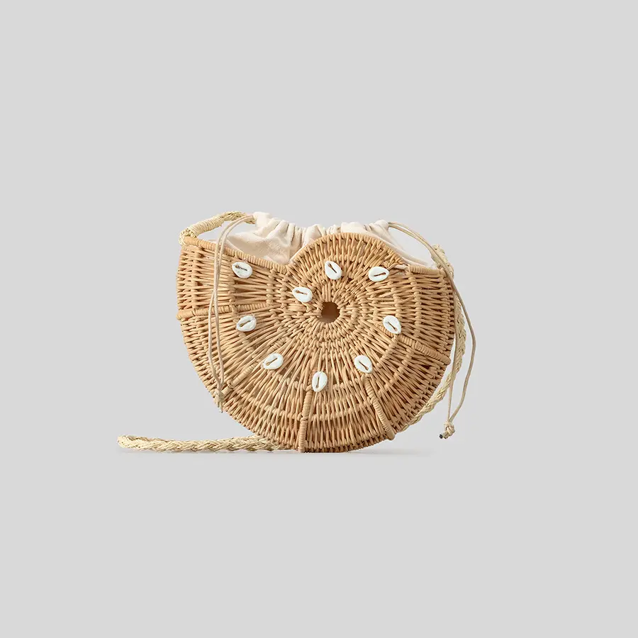 Creative Conch Rattan Bag Summer Wicker Woven Beach Bags for Women Shoulder Bag Funny Shell Straw Handbags and Purses Clutch NEW