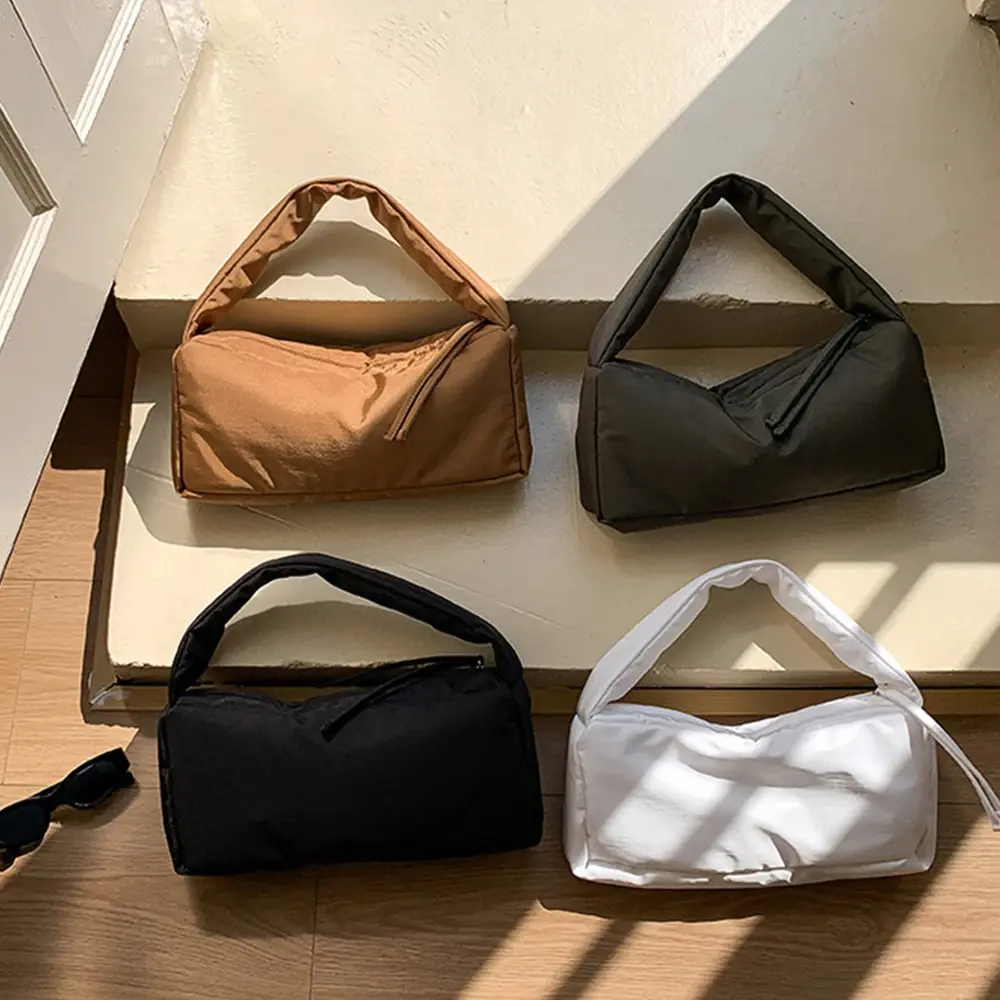 2025 New Nylon Quilted Women Handbag Autumn and Winter Cotton Padded Shoulder Bag Space Shopper Tote Bags Purses Female Clutch