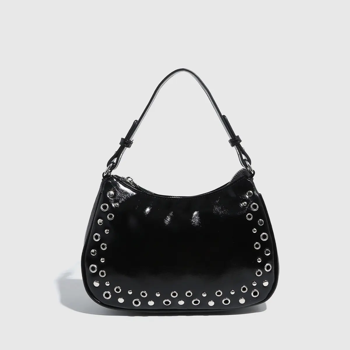 Hollow Rivet Underarm Bags for Women Punk PU Leather Shoulder Bag High Quality Light Handbags and Purses 2025 Clutch Tote NEW