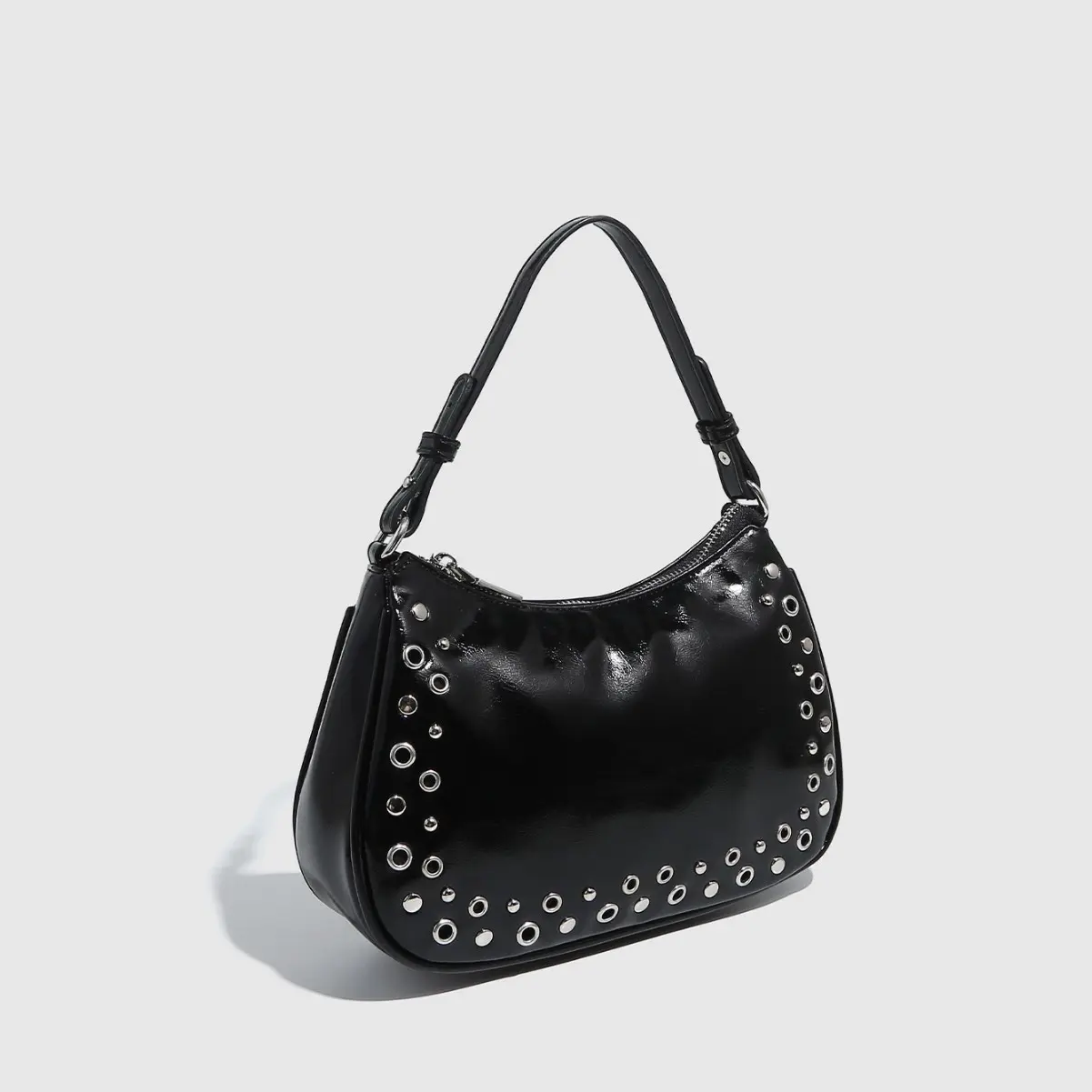 Hollow Rivet Underarm Bags for Women Punk PU Leather Shoulder Bag High Quality Light Handbags and Purses 2025 Clutch Tote NEW
