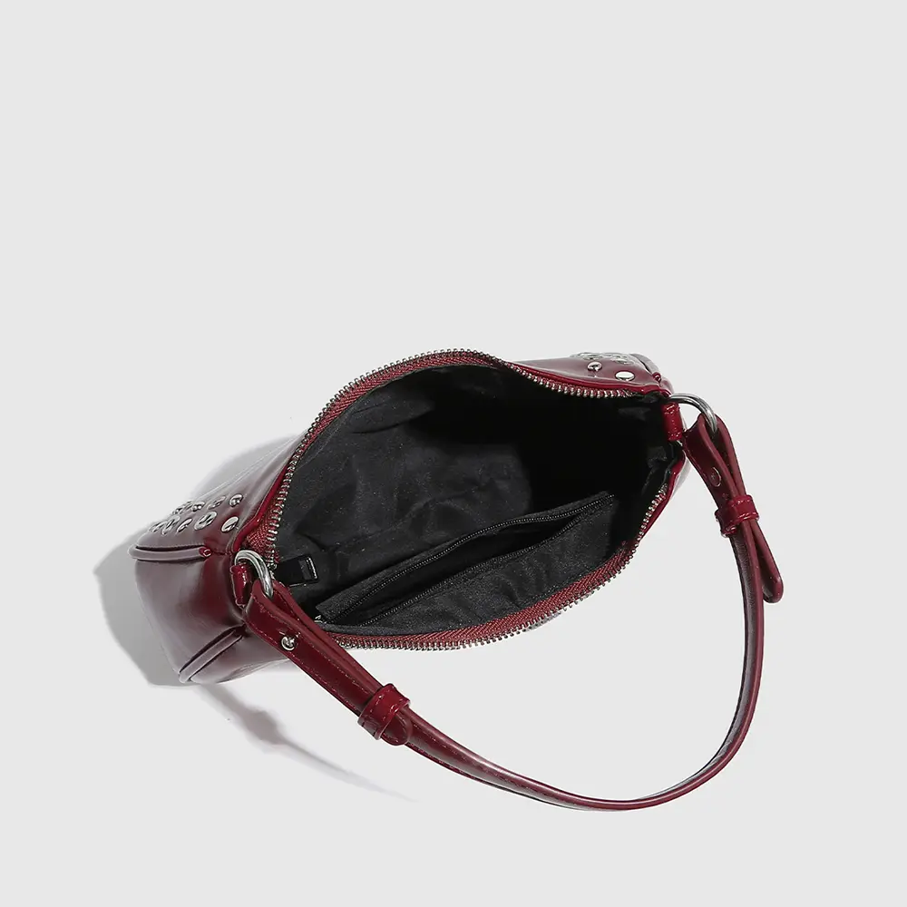 Hollow Rivet Underarm Bags for Women Punk PU Leather Shoulder Bag High Quality Light Handbags and Purses 2025 Clutch Tote NEW