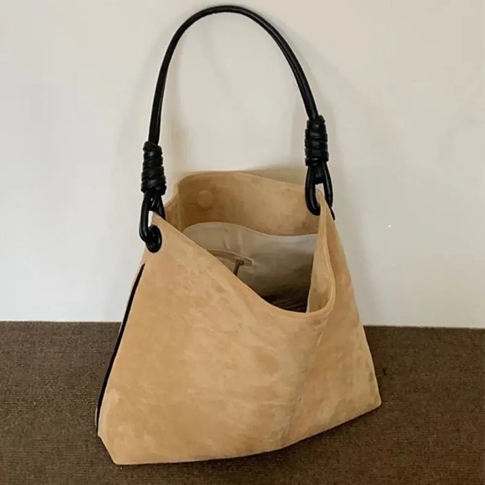 Casual Suede Tote Bag Autumn and Winter Velvet Shoulder Bag Large Bucket Bags for Women Designer Purses and Handbags Shopper New