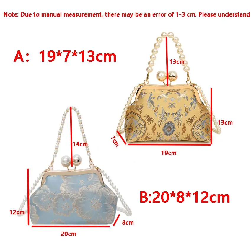 Chinese Style Embroidered Shoulder Bag Clutch Women 2025 French Vintage Luxury Pearl Purse Elegant Fashion Wedding Party Handbag