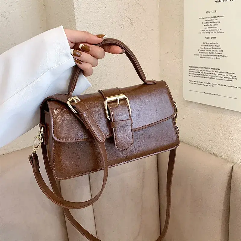 Versatile PU Crossbody Bag for Women Trendy High Quality Women's Shoulder Bag Soild Color Vintage Crossbody Messegner Bags