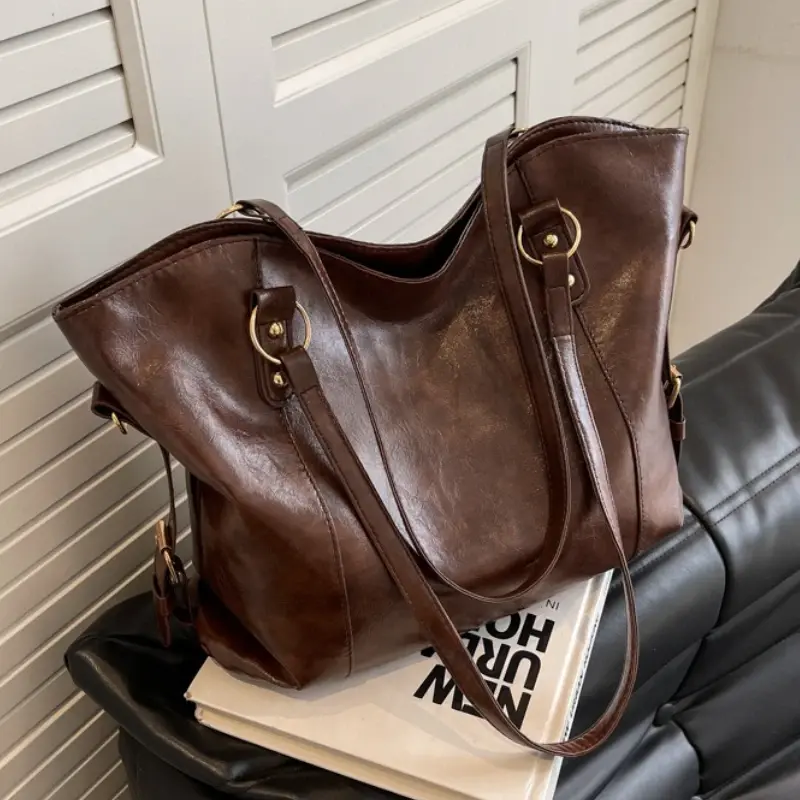 Large Capacity Shoulder Bags for Women Fashion Hobo Shopper Bag Solid Color Soft Leather Crossbody Handbag Lady Travel Tote Bags