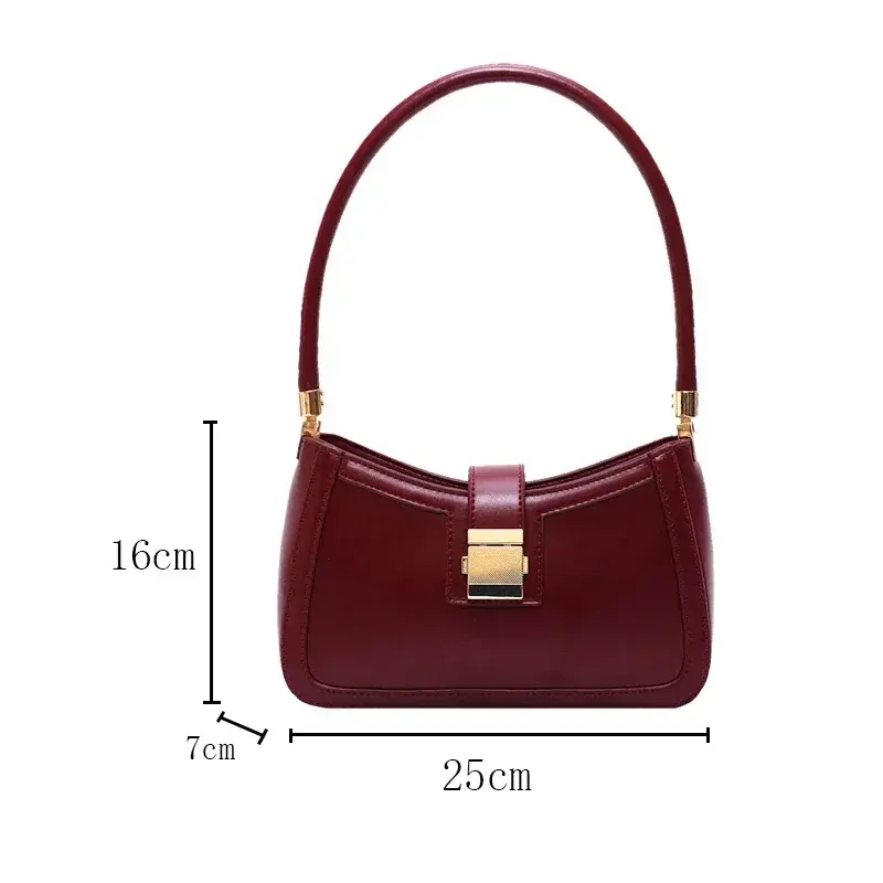 Shoulder Bags for Women Solid Color PU Leather 2025 Trend Lock Handbags Small Purse Hand Lady Designer Zipper Clutch Handbags