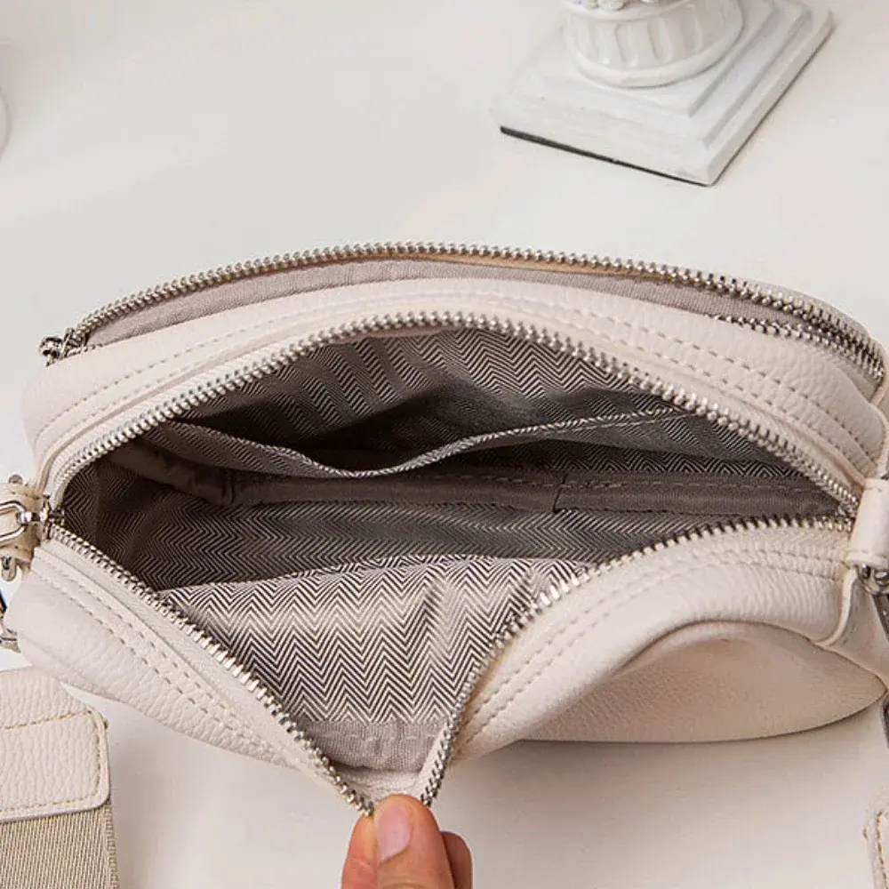 New Wide Strap Lightweight Shoulder Bag Lychee Pattern Small Square Bag Fashion Designer Women Crossbody Bag Female Handbag