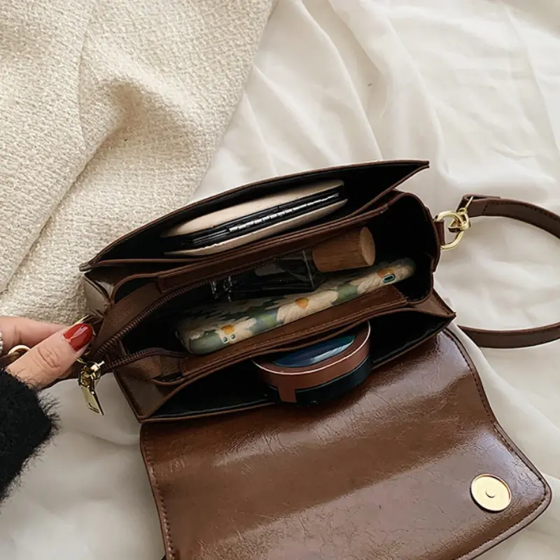 Versatile PU Crossbody Bag for Women Trendy High Quality Women's Shoulder Bag Soild Color Vintage Crossbody Messegner Bags