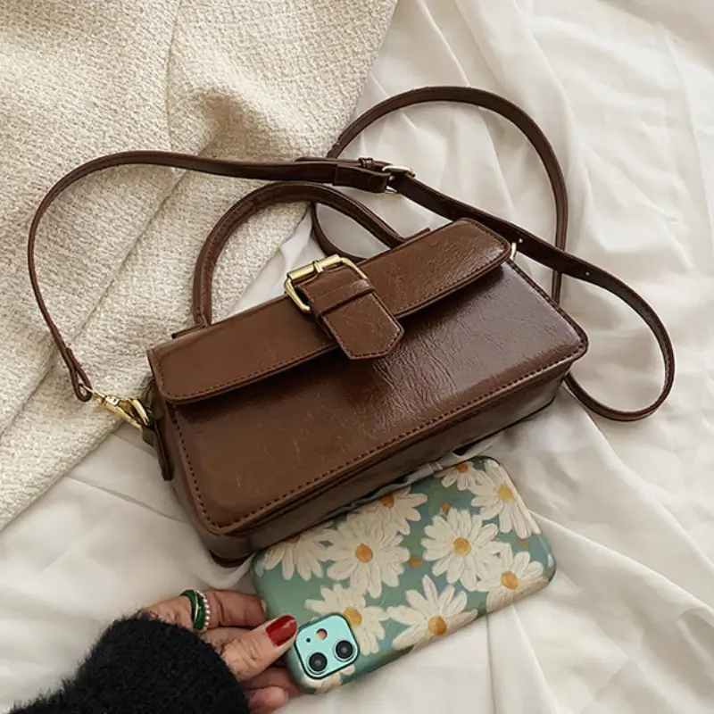 Versatile PU Crossbody Bag for Women Trendy High Quality Women's Shoulder Bag Soild Color Vintage Crossbody Messegner Bags