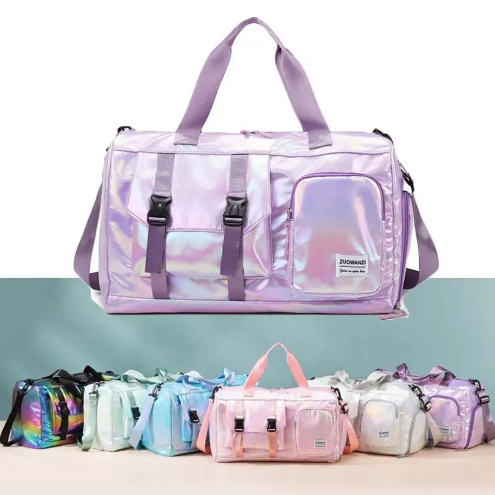 Holographic Glamour Travel Duffel Bag Large Capacity Luggage Organizer Bag Shoulder Bag Waterproof Portable Clothes Storage Tote