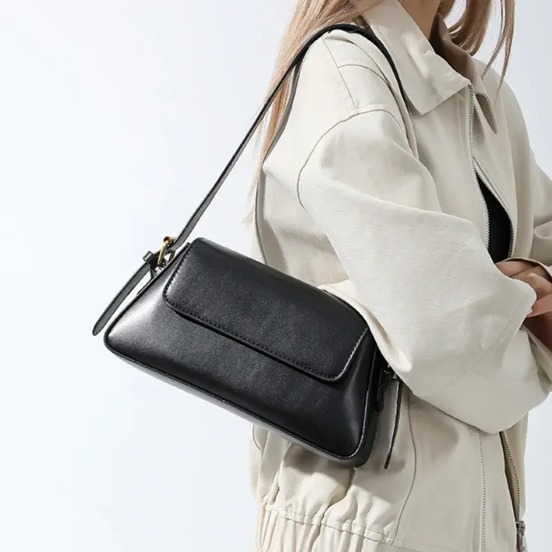 Retro Solid Color Shoulder Bags for Women 2025 Winter PU Leather Lady Underarm Bag Vintage Handbags and Purse повседневная сумка