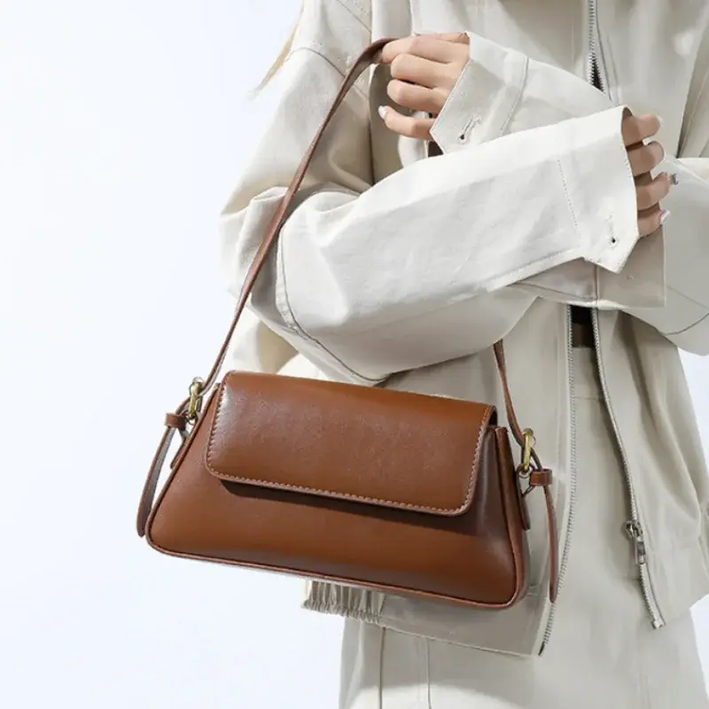 Retro Solid Color Shoulder Bags for Women 2025 Winter PU Leather Lady Underarm Bag Vintage Handbags and Purse повседневная сумка