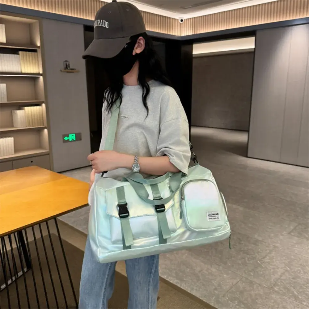 Holographic Glamour Travel Duffel Bag Large Capacity Luggage Organizer Bag Shoulder Bag Waterproof Portable Clothes Storage Tote