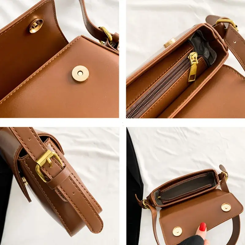 Retro Solid Color Shoulder Bags for Women 2025 Winter PU Leather Lady Underarm Bag Vintage Handbags and Purse повседневная сумка