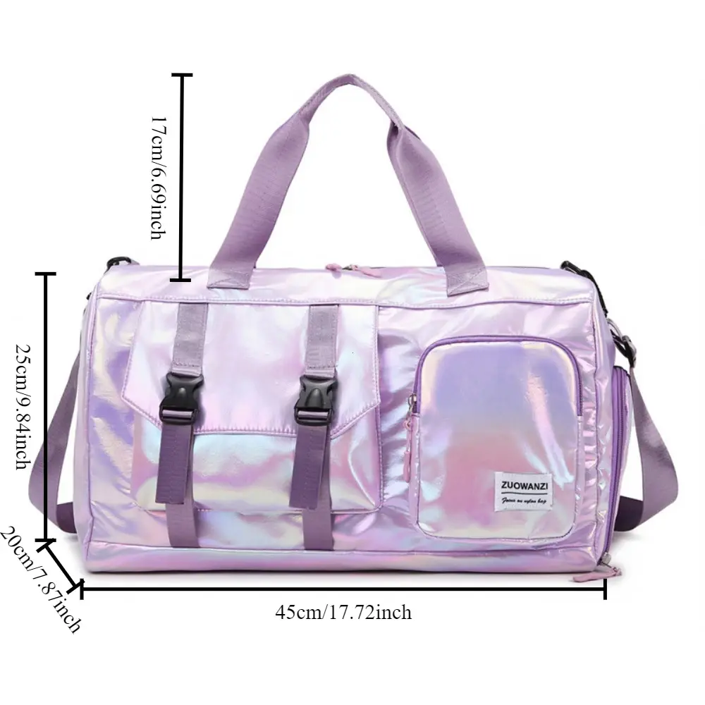 Holographic Glamour Travel Duffel Bag Large Capacity Luggage Organizer Bag Shoulder Bag Waterproof Portable Clothes Storage Tote