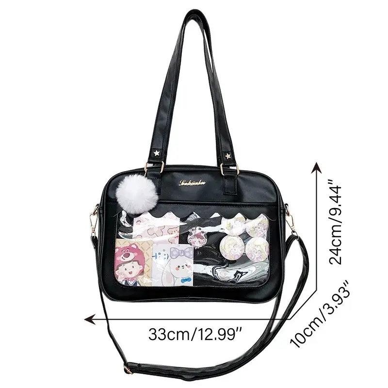 Japanese Kawaii Shoulder Bag for Women PU Leather Itabag Transparent Bag JK Tote Bag Handbags Preppy Bag Ita Bag Crossbody Bag
