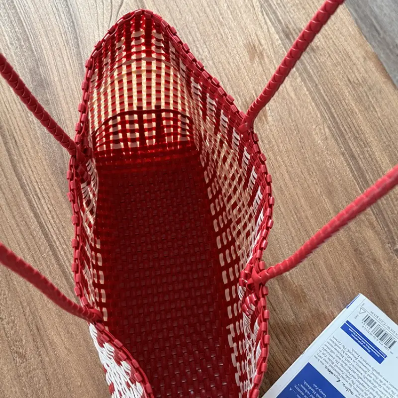 Summer Weave Tote Bags for Women PVC Vegetable Basket Handbag Waterproof PE Picnic Plastic Woven Shoulder Bag Beach Handbags