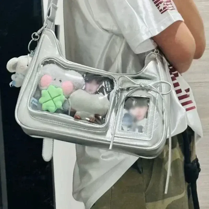 Japanese Harajuku Ita Bag Korean Transparent Retro Trend Y2K Shoulder Crossbody Bag Kawaii Girls Transparent Display Handbags