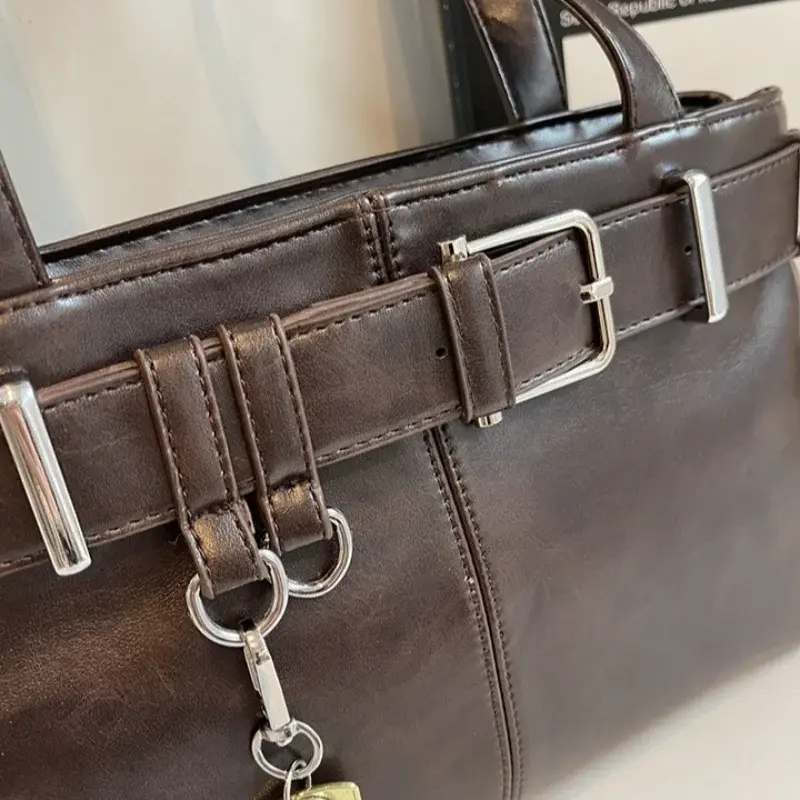 Retro Belt Design PU Leather Shoulder Bags For Women 2025 New Y2K Trend Underarm Bags Ladies Handbags And Purses Tote Bag
