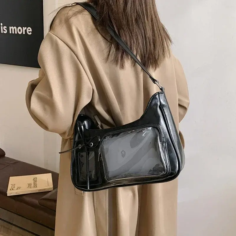 Japanese Harajuku Ita Bag Korean Transparent Retro Trend Y2K Shoulder Crossbody Bag Kawaii Girls Transparent Display Handbags