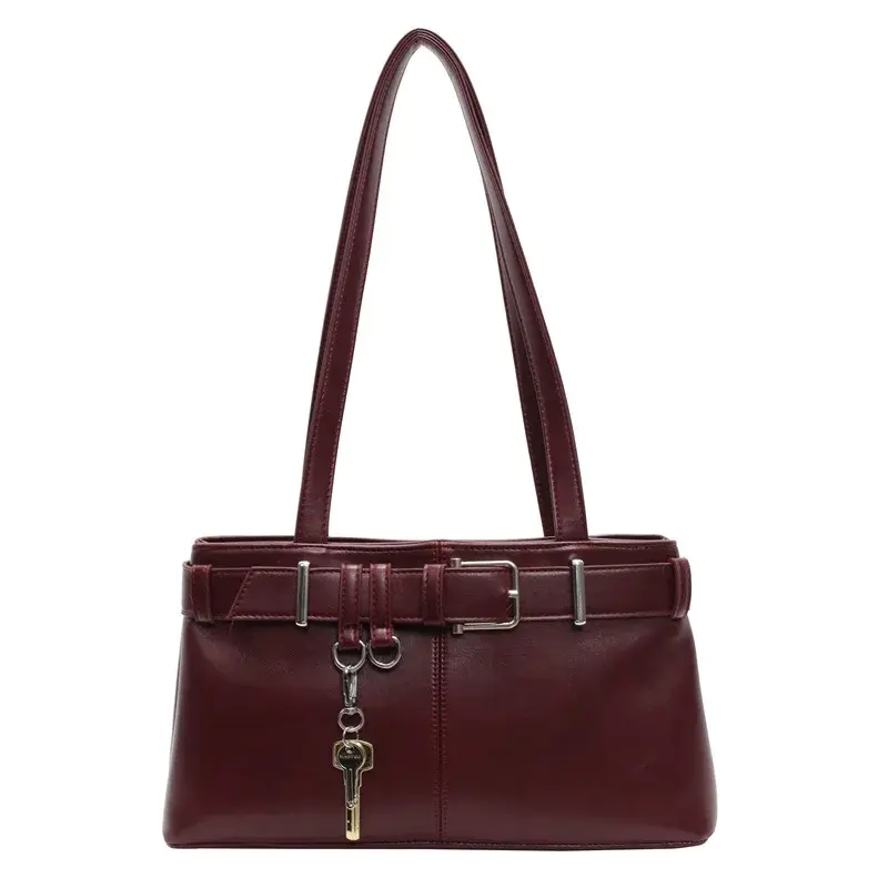 Retro Belt Design PU Leather Shoulder Bags For Women 2025 New Y2K Trend Underarm Bags Ladies Handbags And Purses Tote Bag