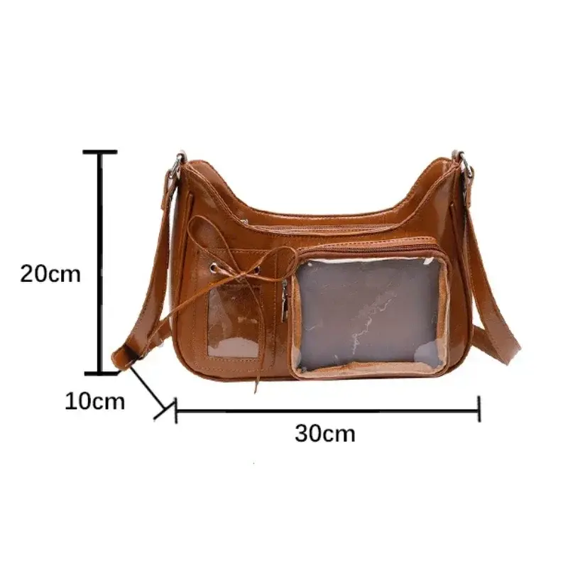 Japanese Harajuku Ita Bag Korean Transparent Retro Trend Y2K Shoulder Crossbody Bag Kawaii Girls Transparent Display Handbags