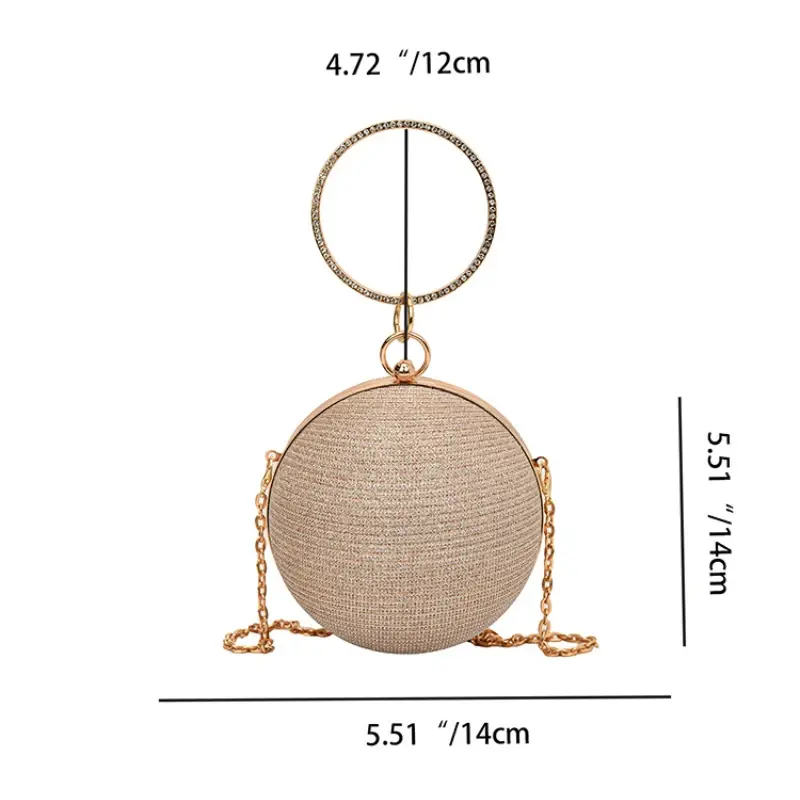 Circular Ring Portable Evening Bags Metal Sliver Round Ball Handbags for Lipstick Elegant Luxury Clutch Purse Wedding Wallets