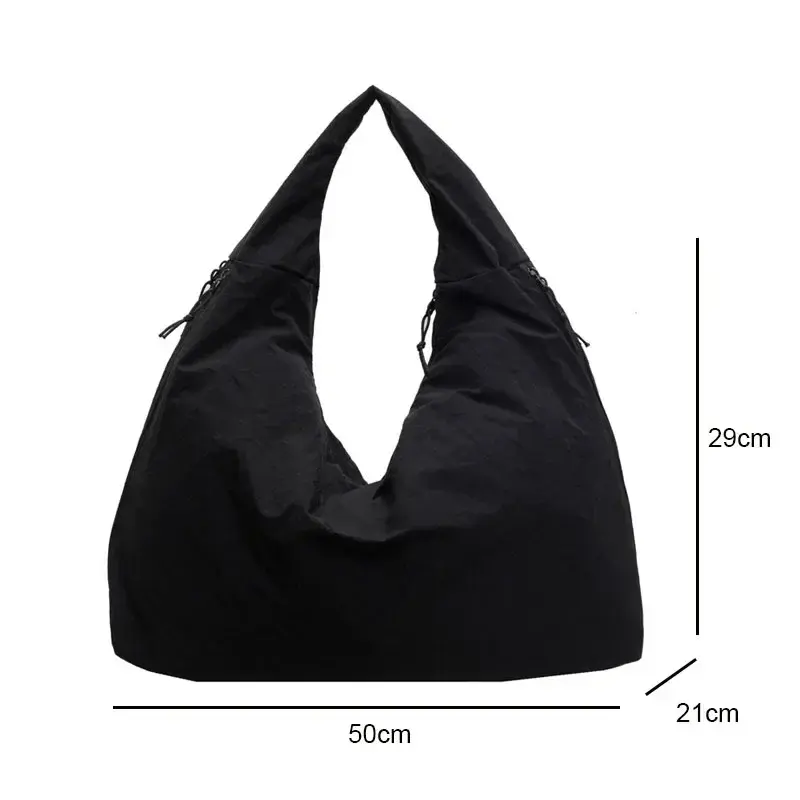 Women Simple Shoulder Bag Multi-Pocket Commuting Tote Bag Large Capacity Nylon Underarm Bag Versatile Shopping Handbag Tote