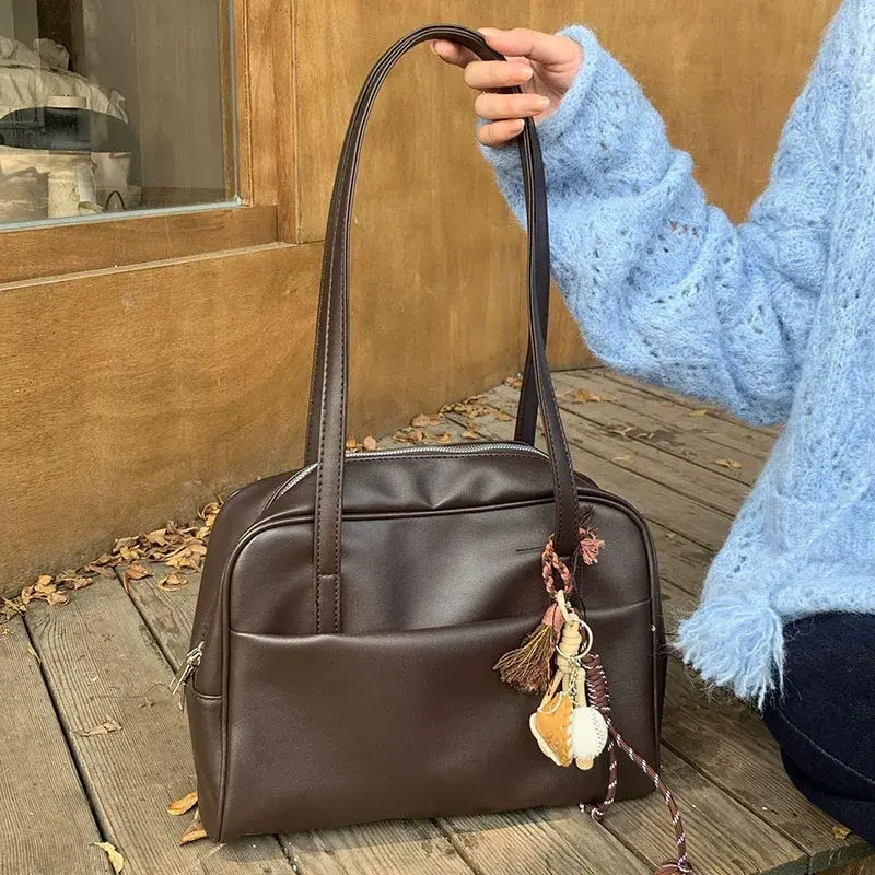 Korean Style Large Capacity Single Shoulder Women's Bag Versatile Vintage Underarm Bag Autumn 2025 New Arrival Tote Bag Handbags