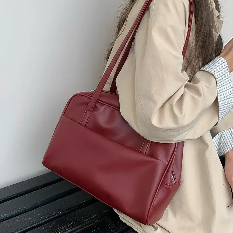 Korean Style Large Capacity Single Shoulder Women's Bag Versatile Vintage Underarm Bag Autumn 2025 New Arrival Tote Bag Handbags