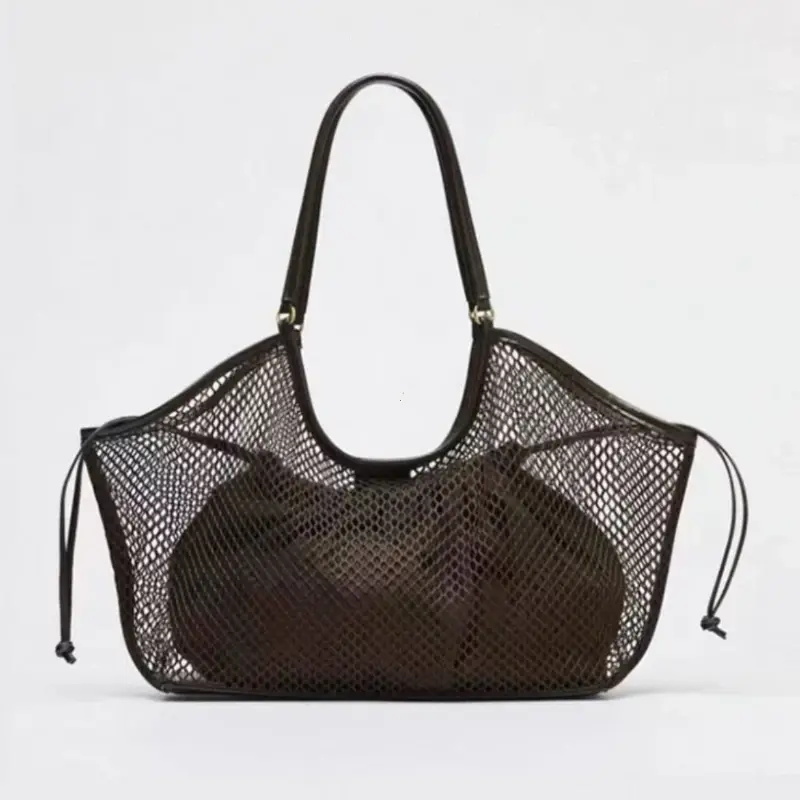 Woven Mesh Women's Wing Tote Bag Creative Design Hollow Mesh Shoulder Bag Texture Versatile Shopper Handbag Including Inner Bag
