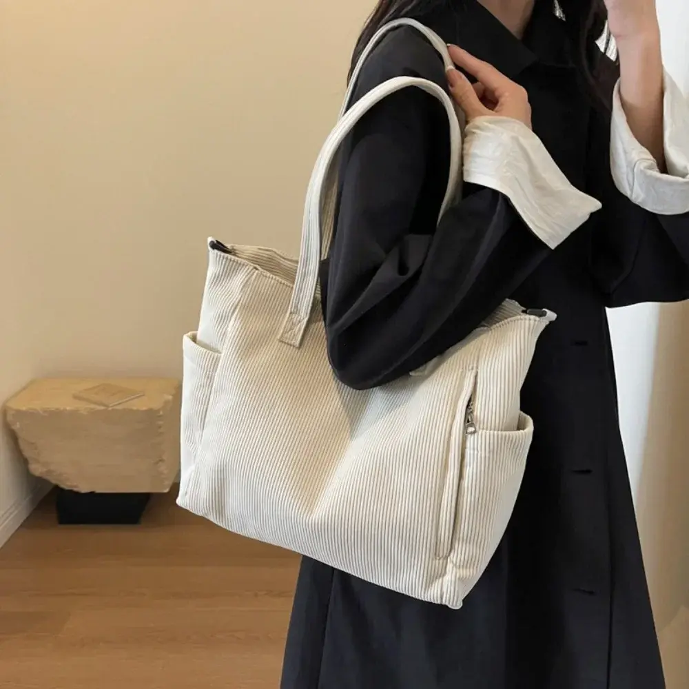 Fashion Versatile Shoulder Bag College Wind Commuting Corduroy Square BagUnisex Large Capacity Leisure Portable Crossbody Bag