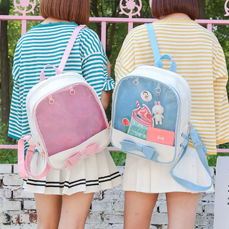 Clear Transparent Kawaii Backpacks Women Harajuku Bow-knot Itabags School Bags for Teenager Girls Designer Ita Bag Bookbag