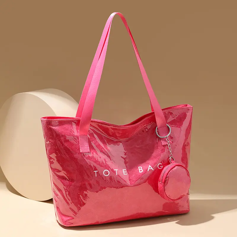 PVC Kraft Paper Tote Bag with Matching Purse,Large Capacity Hobo Shoulder Bag,Women Casual Shopping Letters Top Handle Handbag