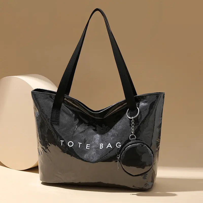 PVC Kraft Paper Tote Bag with Matching Purse,Large Capacity Hobo Shoulder Bag,Women Casual Shopping Letters Top Handle Handbag