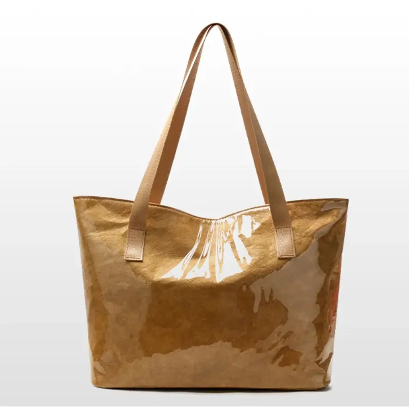 PVC Kraft Paper Tote Bag with Matching Purse,Large Capacity Hobo Shoulder Bag,Women Casual Shopping Letters Top Handle Handbag