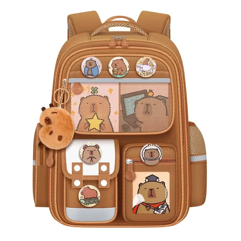 Kawaii Capybara Children School Bags for Boys Large Capacity College School Backpack Waterproof Student Schoolbag Book Bag